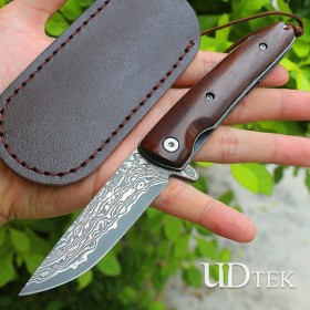 Army soul Damascus folding knife (Free Leather Case) UD2105528